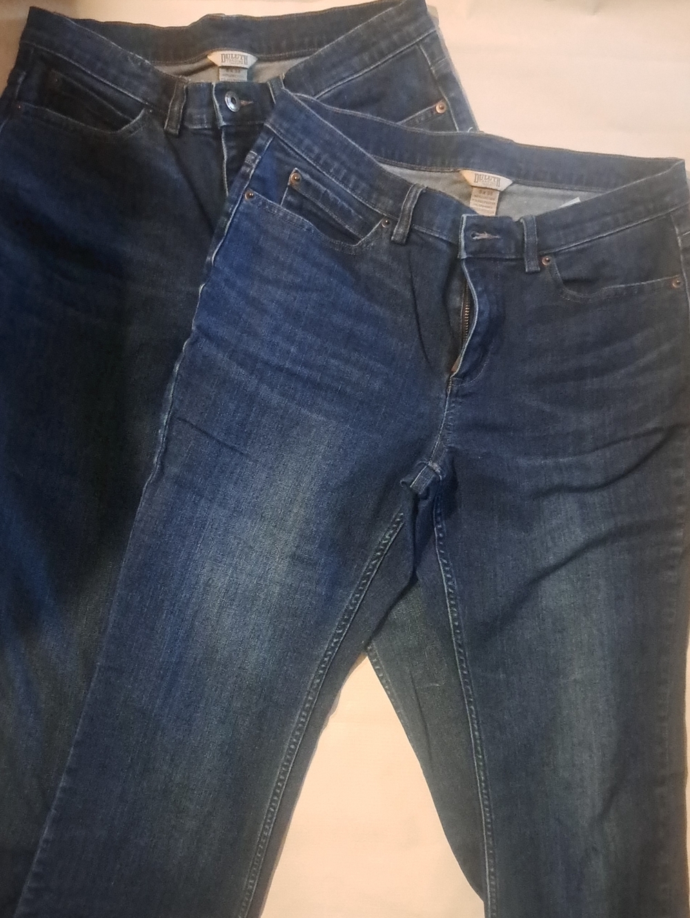 2 Pair Brand New Duluth Trading Co Dark Blue Skinny Jeans 8 X 33